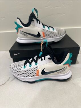 Nike White, Teal & Black Men's Athletic Sneakers (LeBron Whiteness V)